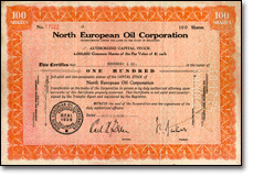 North European Oil Corporation stock certificate